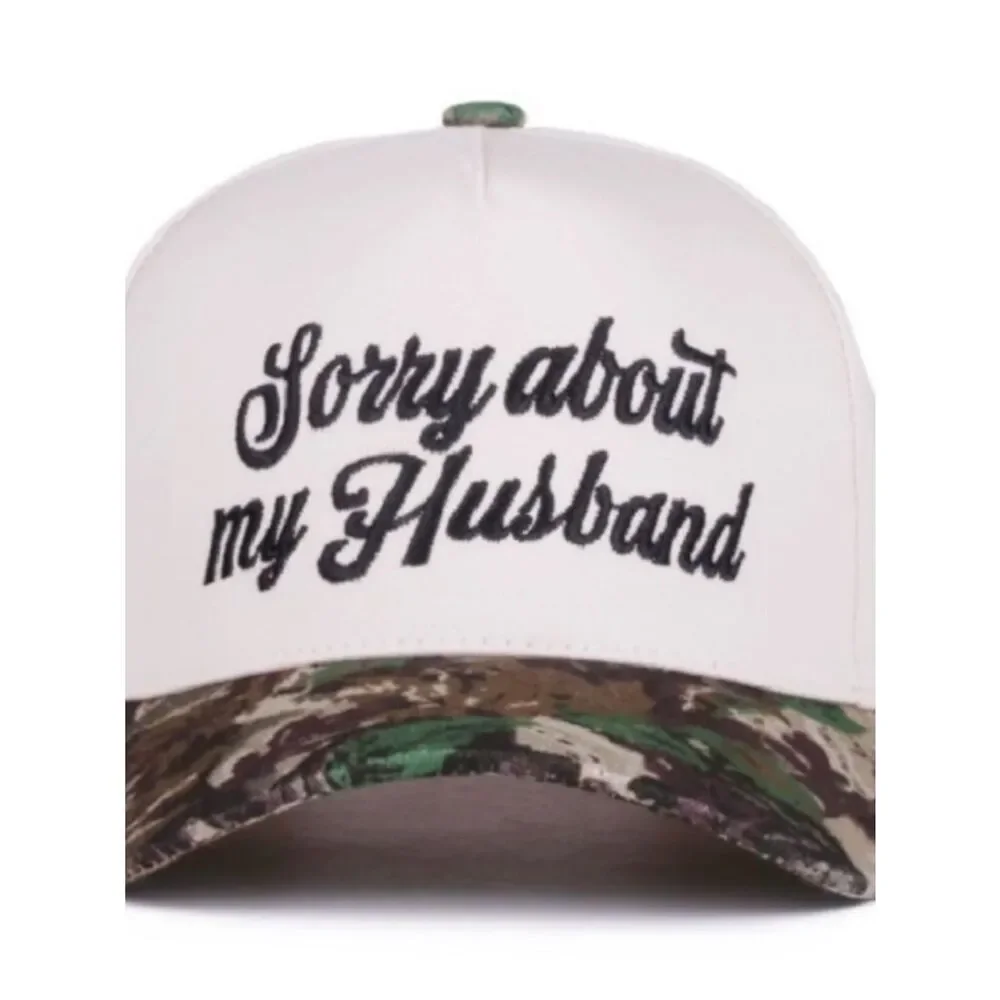 ZENANA | NEW Sorry About My Husband Cream & Camo Baseball Cap OSFA